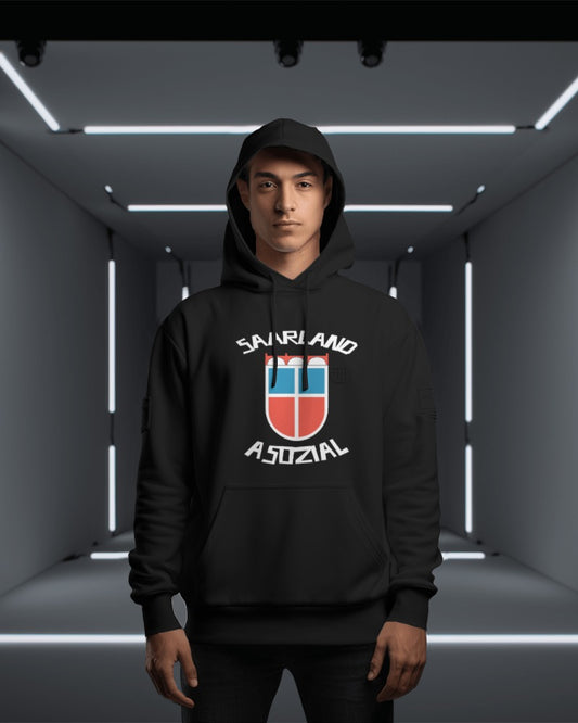 Saarland asozial Hoodie No1 - UNISEX - Weiße Optik