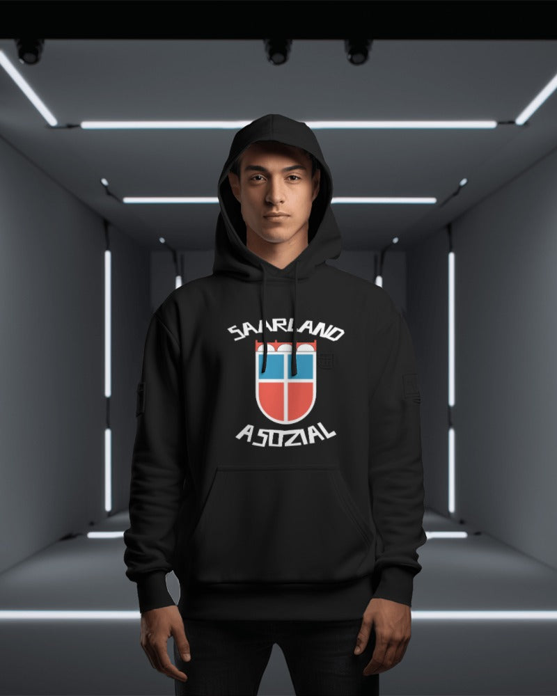 Saarland asozial Hoodie No1 - UNISEX - Weiße Optik