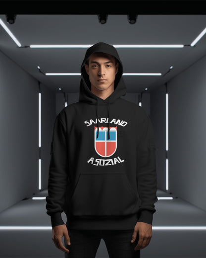 Saarland asozial Hoodie No1 - UNISEX - Weiße Optik