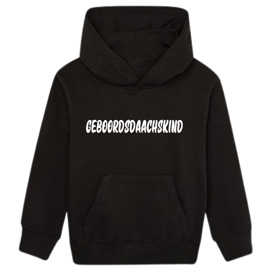 Geboordsdaachskind Hoodie Kids weiße Optik