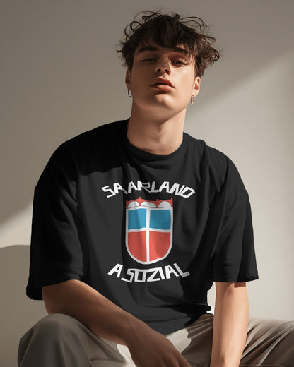 Saarland asozial Shirt No1 - UNISEX - Weiße Optik