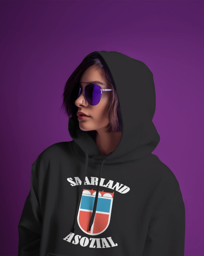 Saarland asozial Hoodie No3 - UNISEX - Weiße Optik